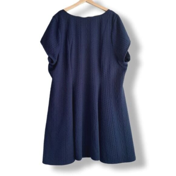 TORRID Mini Textured Fine Knit Skater Dress Navy Sz 6X | 30 - Picture 4 of 9